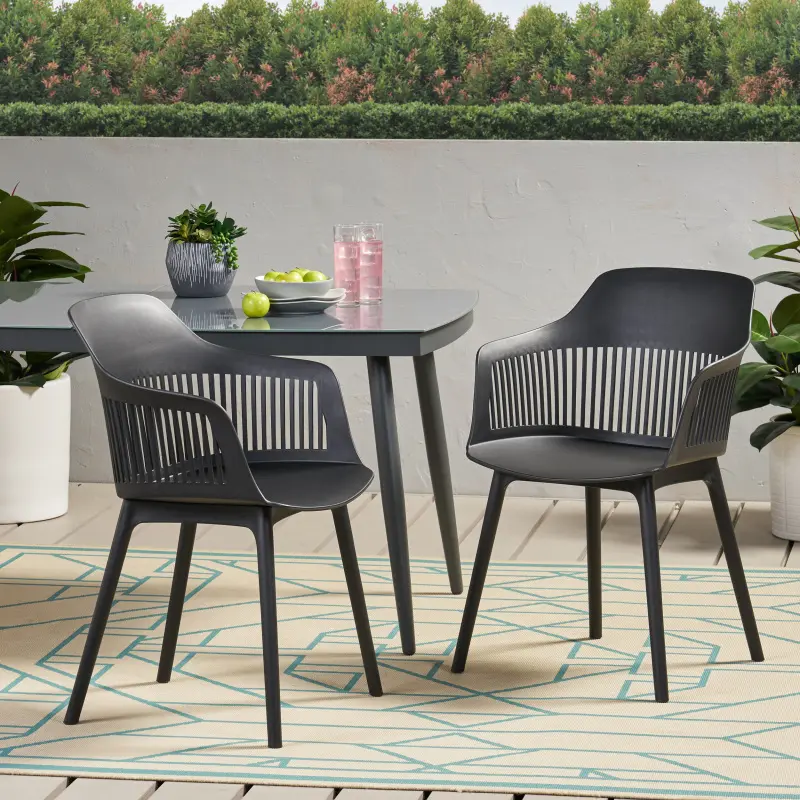 [NEW ARRIVAL] Minimalist Modern Dahlia Chair, Weatherproof Plastic Outdoor Chair Set with Curved Lines, Stable, 33"h x 22.5"w, 12.13 Lbs, Single Box Packaging