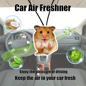 1/5/10pcs Thumbs-up Hamster Creative Car Air Freshener｜Approval Pet Double-Sided Scent Card for Mirror & Vent, Social Interaction Healing Decor, Car Fragrance, Car Odor Remover
