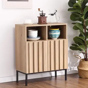 Modern Industrial Sideboard with Storage, Fluted Door Buffet Cabinet Accent Table for Small Space, 23.6" Wide