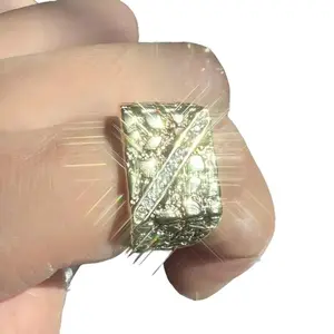 Oro laminado 14k golden plated Gold Nugget Ring For men Pinky or Ring Finger - Sizes 7-12 with high quality zircon