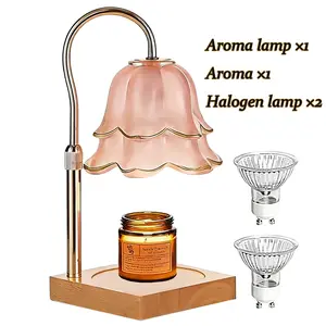 Tulip Candle Warmer Lamp Dimmable Timer Height Adjustable Solid Wood Base Flameless Aroma Lamp For Bedroom Study Living Room