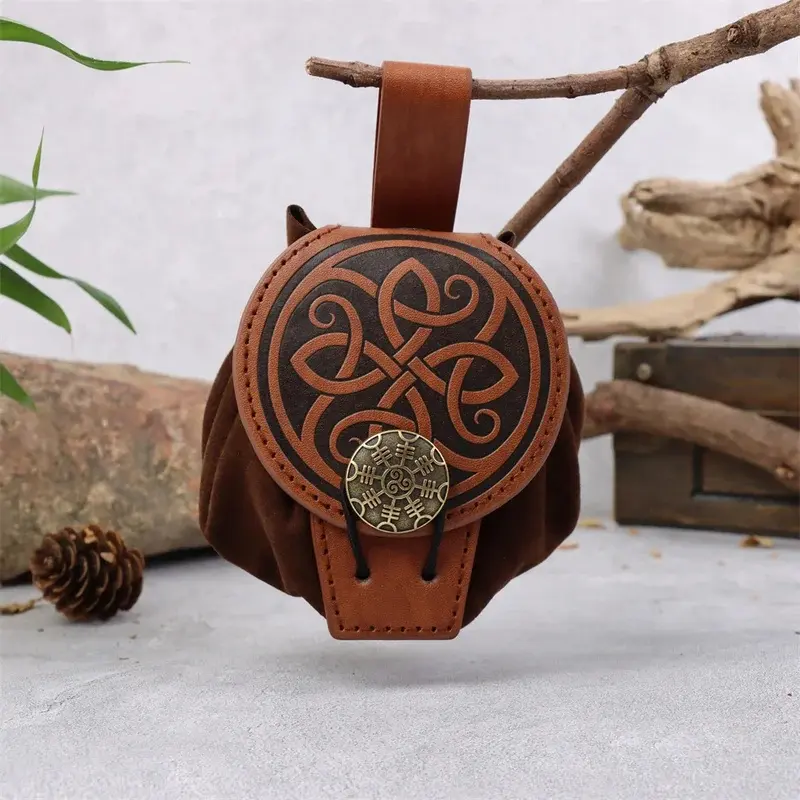 Belt Pouch for Coins, Can Hold a Phone Vintage Waist Bag for Cosplay Accessories Embossed Woven Casual Bag