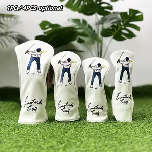 Golf Club Swing Process Design Head Cover, 4 Counts/set Golf Club Cover, Protective Cover for Driver, Wooden Hybrid Cover, Golf Accessory