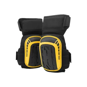 Knee Pads for Work, Extended Heavy Duty Construction Knee Pads with 2 Extension Straps, Foam Gel Cushion, Anti-slip for Gardening Flooring Roofing and Cleaning, Men & Women, Yellow and Black