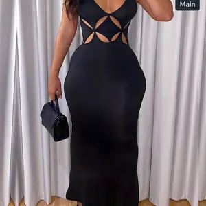 Spaghetti strapped cutout sundress Black Casual