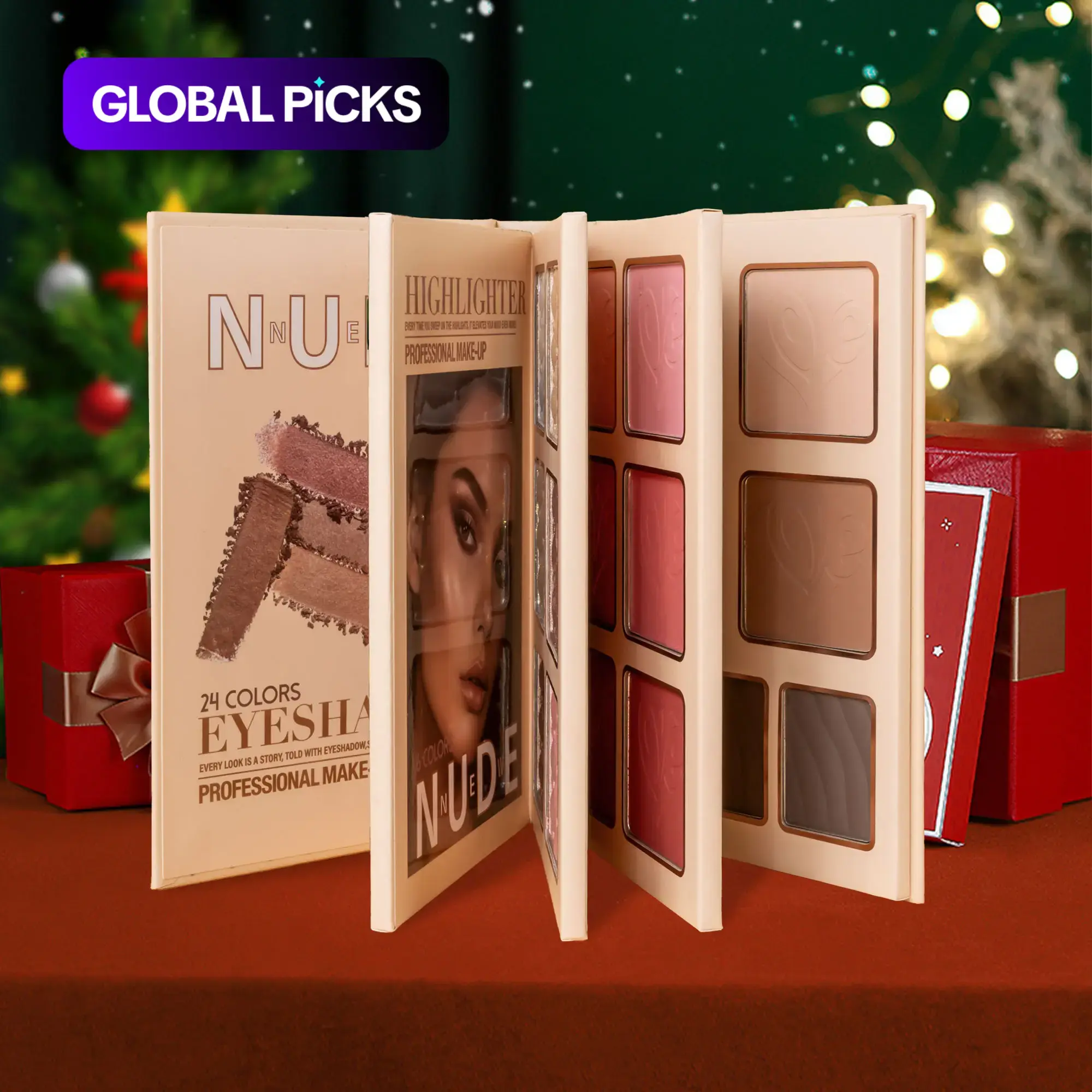 43-Color Multi-Functional Face Makeup Palette, 4-Layer Eyeshadow Book, Matte & Glitter, Blush Contour & Highlight in One, Everyday Versatile Makeup Set for Women #GLOBAL PICKS