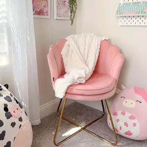 Furnimart Upholstered Accent Armchair Bedroom Makeup Vanity Chair Living Room Chair, Comfy Shell Chair for Bedroom Living Room Office Guest Reception