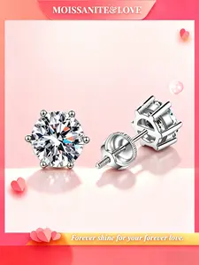 0.3/0.5/1/2 carat moissanite stud earrings, stylish earrings for both men and women, suitable for everyday wear, dates, parties, dances, Valentine's Day, birthdays, anniversaries, and graduation gifts
