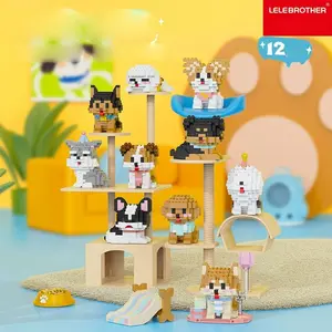 Lele Brothers Cat Dog Series Building Blocks, Building Set, Educational Puzzle Toy for Kids, Cartoon Figures, Gift for Children, Ages 3-7