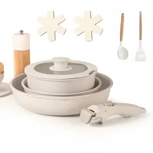 Redchef 10-Piece Ceramic Non-Stick Cookware Set withDetachable Handles - PFAS, PFOA & PTFE Free