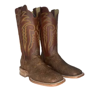 R.Watson® Men's Cognac Ring Lizard Square Toe Boots RW7901-2