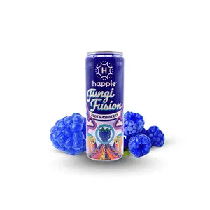 Happie Fungi Fusion Blue Raspberry 6-Pack – Lion's Mane, Cordyceps & Reishi Adaptogenic Functional Mushroom Drink for Mental Clarity, Energy & Recovery