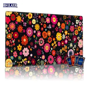 Vibrant Floral Tapestry MTG Playmat - 12x24in Non-Slip, Festive Card Game Mat for TCG Enthusiasts, Perfect for Family Gatherings & Gift Giving
