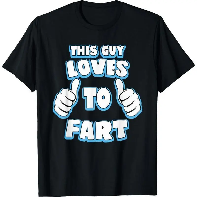 Men's Funny Graphic Print T-Shirt, This Guy Loves To Fart Classic Cotton Short Sleeve Top, Humour Joke Gift for Casual Wear