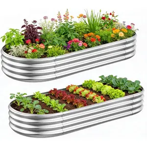 2-Pack Metal Raised Garden Bed, 4x2x1ft Welded Wire Fencing Outdoor Planter Box for Home Backyard Vegetable Gardening (Home Improvement Garden Supplies)