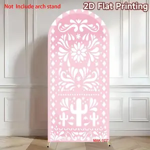 Pink Mexican cactus Cielito Lindo Arch Backdrop Cover for Fiesta Bridal Shower Birthday Party Decor Wedding Arched Backdrop Elastic 2-Sided Fabric Background