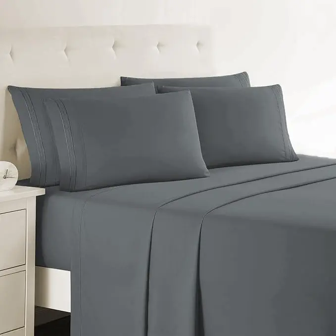 4-Piece King Sheet Set, Soft Microfiber, Deep Pocket Fitted Sheet, Durable Fabric, Machine Washable for Home and Hotel