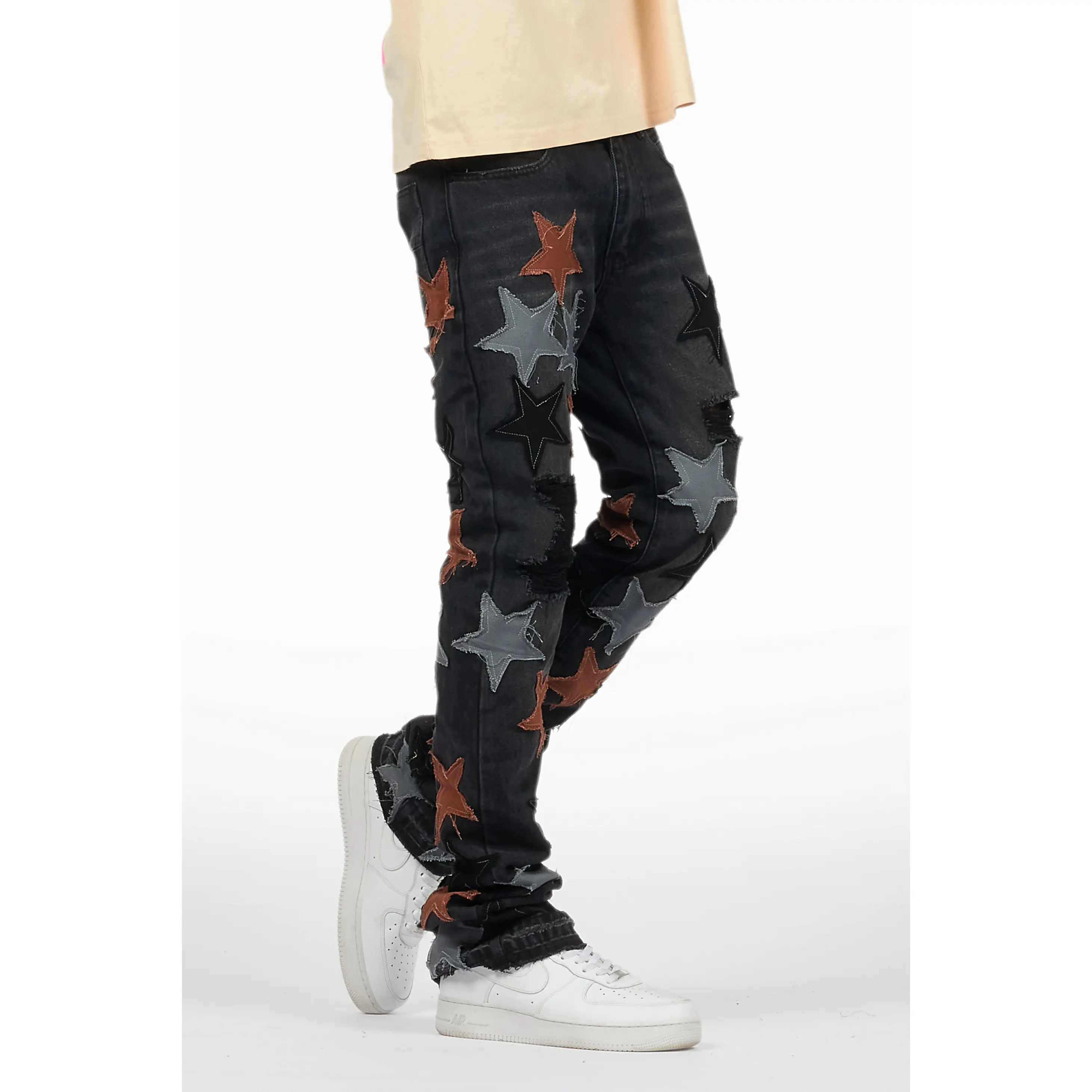 StarLane Dark Grey Stacked Flare Jean
