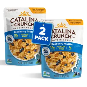 Catalina Crunch Protein Cereal - Breakfast Cereal with 10g of Protein, No Added Sugar - Gluten Free, Keto Friendly - Blueberry Muffin - 8 oz. Bag (Pack of 2)