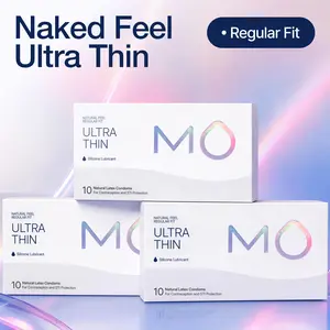 MO Men's Ultra-Thin Condoms, 0.04mm Thickness, Rich Silicone Lubrication, Regular Fit, pH-Balanced for Sensitive Skin, Soft Natural Skin Feel, Mild Latex Scent, Discreet Private Shipping