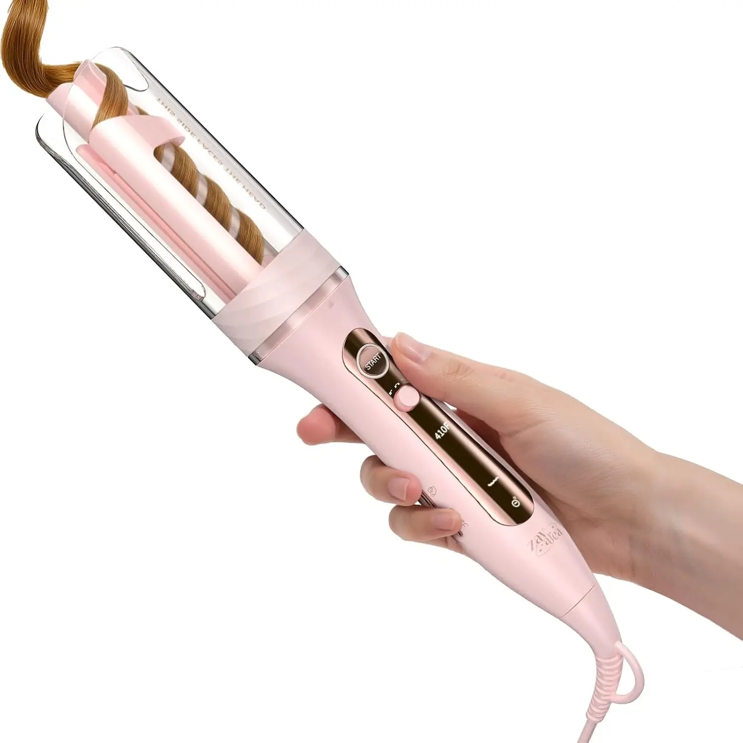 1 Inch Ceramic Ionic Auto Curler - Professional Rotating Curling Wand with Anti-Scald Smart Sensor & Hair Protection