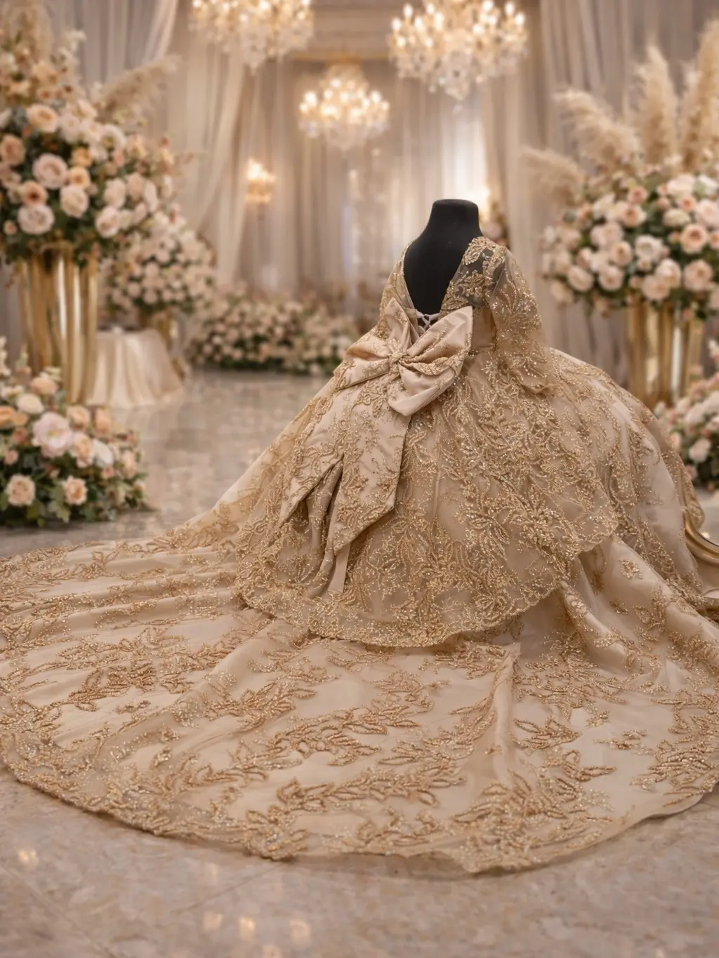 long sleeve champagne quince dress Champagne Gold Princess Satin Ball Gold Ball gown for Girls - Elegant Long Sleeve Quinceanera, Prom, Masquerade, Sweet 16 Dress