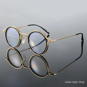 Unisex Premium Round Frame Anti Blue Light Glasses, Clear Lens Metal Frame Lightweight Eyeglasses for Men Women Office Computer Daily Wear