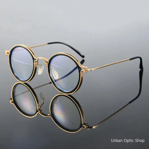 Unisex Full Rim Round Frame Eyeglasses - Premium Lightweight Metal Fashionable Frames, Anti-Blue Light Bluelight Fashion Glasses for Adults, Ideal for Computer Work, Casual Daily Wear