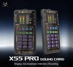 X55 Pro Handheld Mini Sound Card Voice Changer Recording Kit Live Sound Card with Professional Chipset for Gaming Singing Podcasts Portable Audio Interfaces