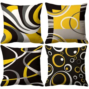 Colorblock Print Pillow Covers Set, Boho Style Decorative Pillows, Easy Washable Zipper Closure, Ideal for Bedroom & Living Room