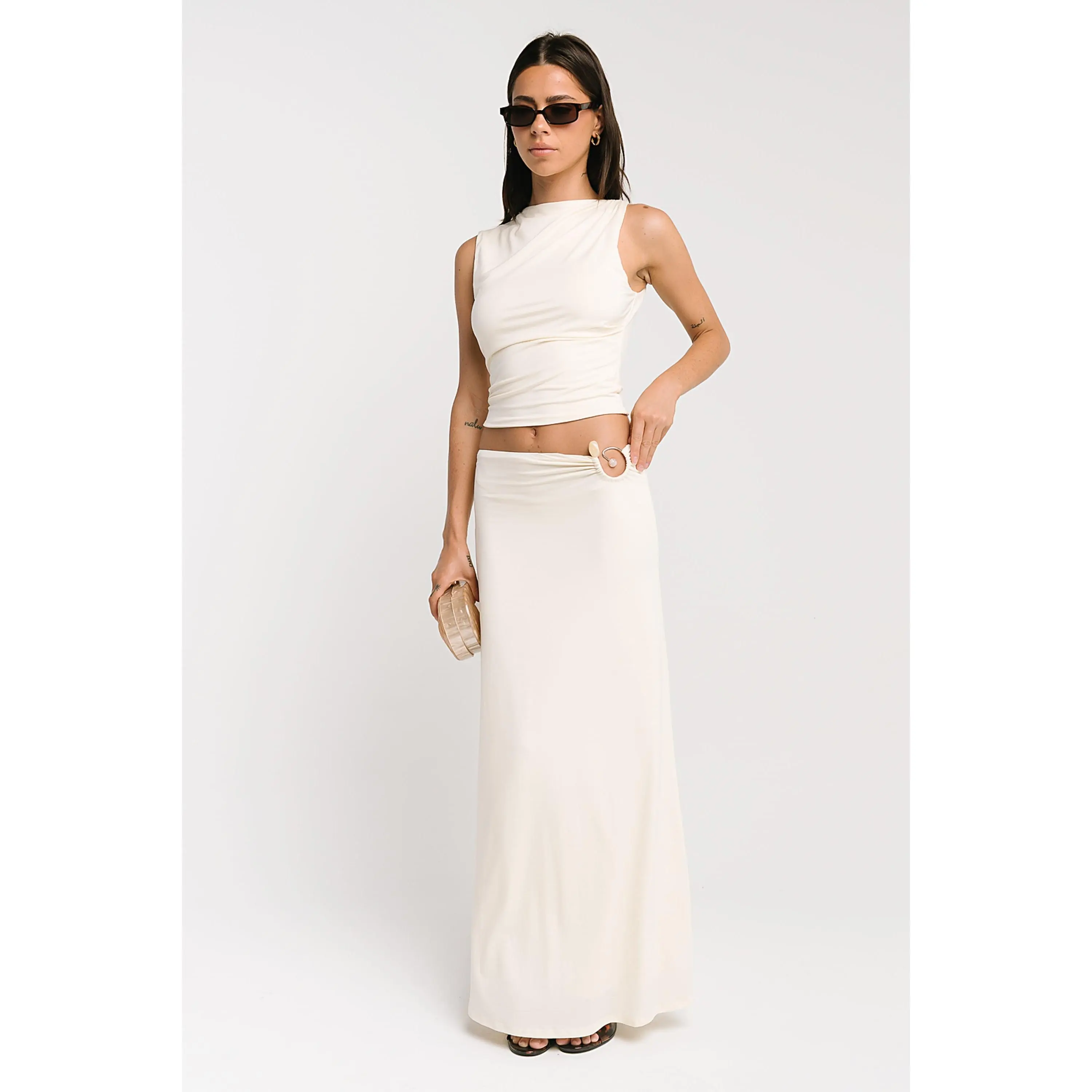 Louise Maxi Skirt in Cream