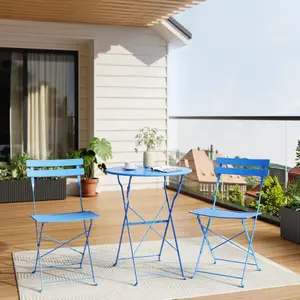 Summervibes Flash sale home items Space-Saving 3-Piece Folding Bistro Set - High-quality Outdoor Patio Table & 2 Chairs - Ideal for Balcony, Garden, Porch, or Small Spaces - Elegant Black/Green/White