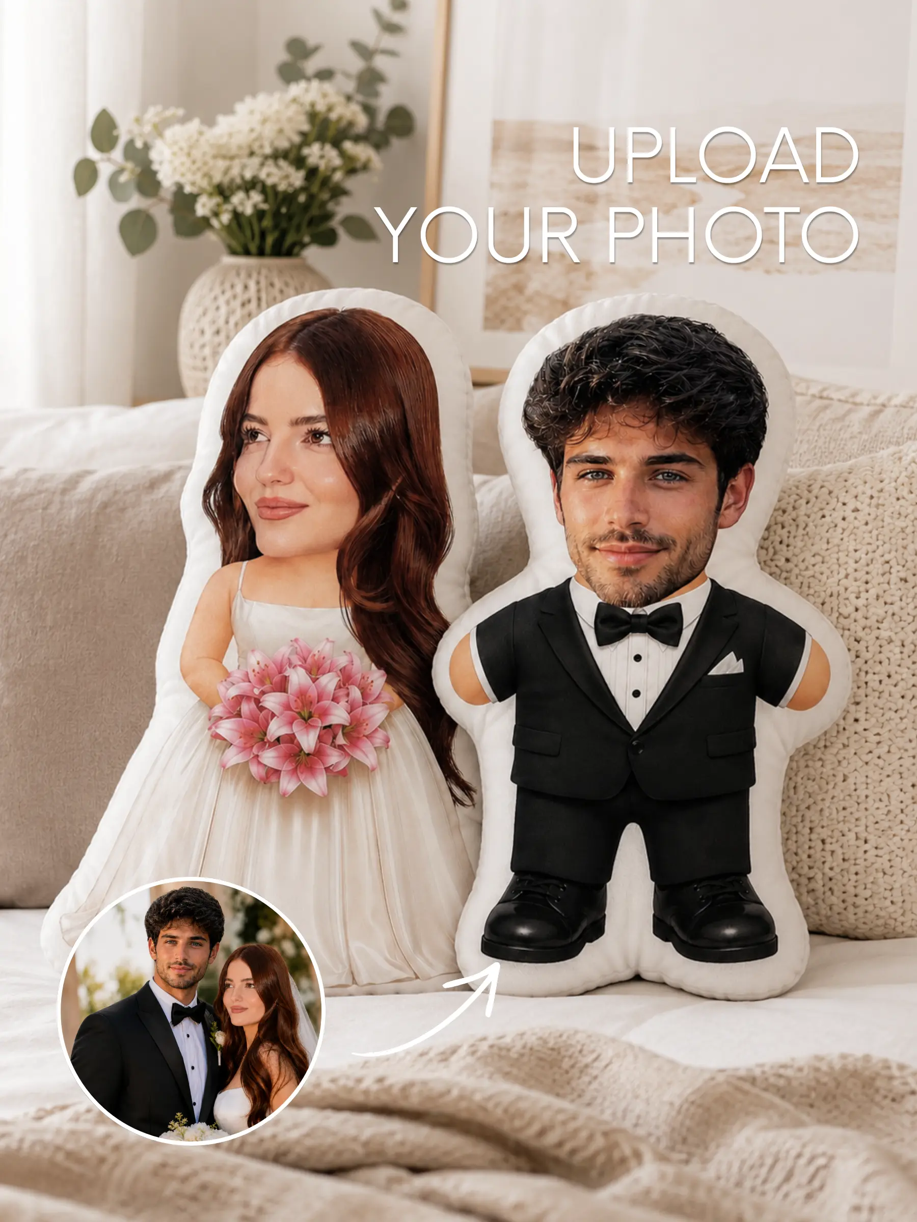 Custom Groom & Bride Photo Pillow