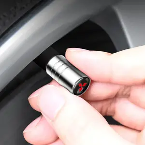 4pcs Aluminum Alloy Car Wheel Tire Valve Caps Decorative Door Air Stem Car Metal Logo Wheel Dust Cover Auto Wheel For Mitsubishi Asx Outlander Xl 3 Lancer Pajero 4 L200 EVO Car Goods Auto Accessories