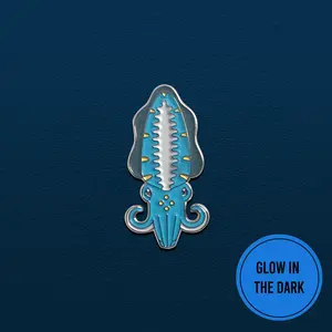 Bioluminescence, Glow in the Dark Cuttlefish Squid Enamel Pin, Lapel Pin Calamar Pin