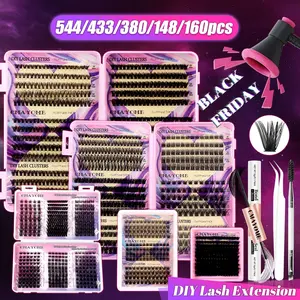 Individual Cluster D-Curl Lash Set: Ultra-Thick, Multi-Color, Reusable. For dramatic/party looks. Salon-quality. Includes tweezers & brush. Beginner-friendly. Perfect for daily wear, dates, weddings, parties, Halloween.