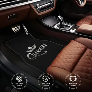 4 pieces of GM floor mat crown pattern design, suitable for all models of front and rear seat protection, fashionable and durable car decoration accessories, all-season interior decoration enhancement
