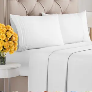 Queen Size 4 Piece Sheet Set - Comfy Breathable & Cooling Sheets - Hotel Luxury Bed Sheets for Women & Men - Deep Pockets, Easy-Fit, Extra Soft & Wrinkle Free Sheets - White Oeko-Tex Bed Sheet Set