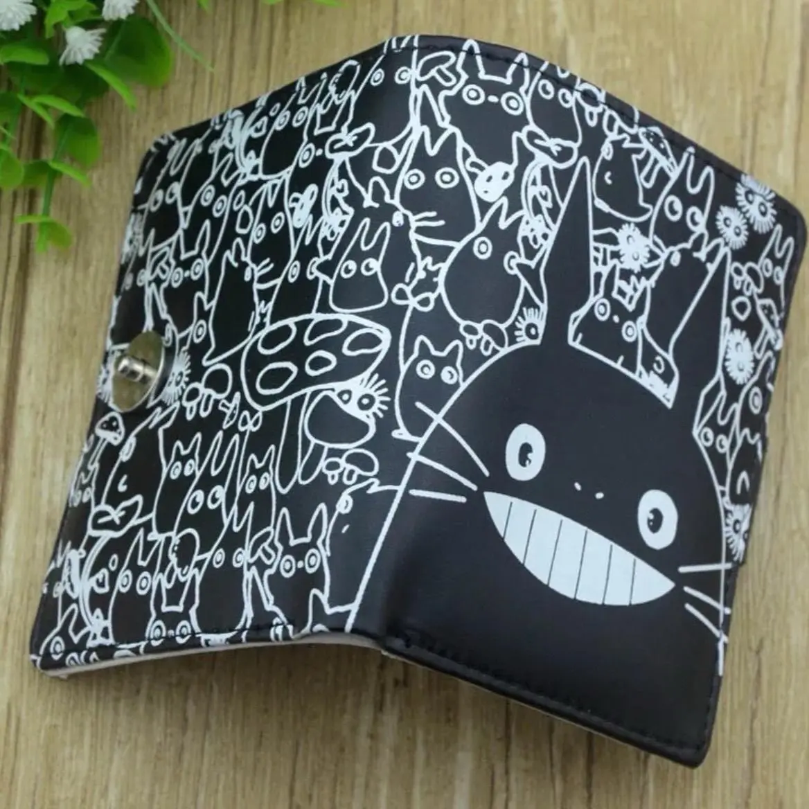 Totoro 黒いレザー財布 Totoro Wallet - Anime - Symbol Logo Pu Leather Japanese Manga
