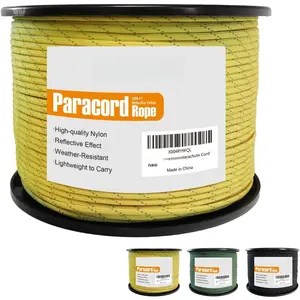 Paracord Rope 1000FT, 550lb Type III Nylon Parachute Cord 7-Strand Core with Reflective Strips, Utility String for , Camping Gear, Hiking, DIY, Crafting, Outdoor, Yellow
