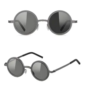 OUANGANC Adjustable Tint Round Sunglasses, Dual-Lens Synchronous Adjustment, with Polarizing Filter, ND-UV400 Protection, All-Season for Beach, Hiking, Fishing, Driving, Gojo Satoru Cosplay