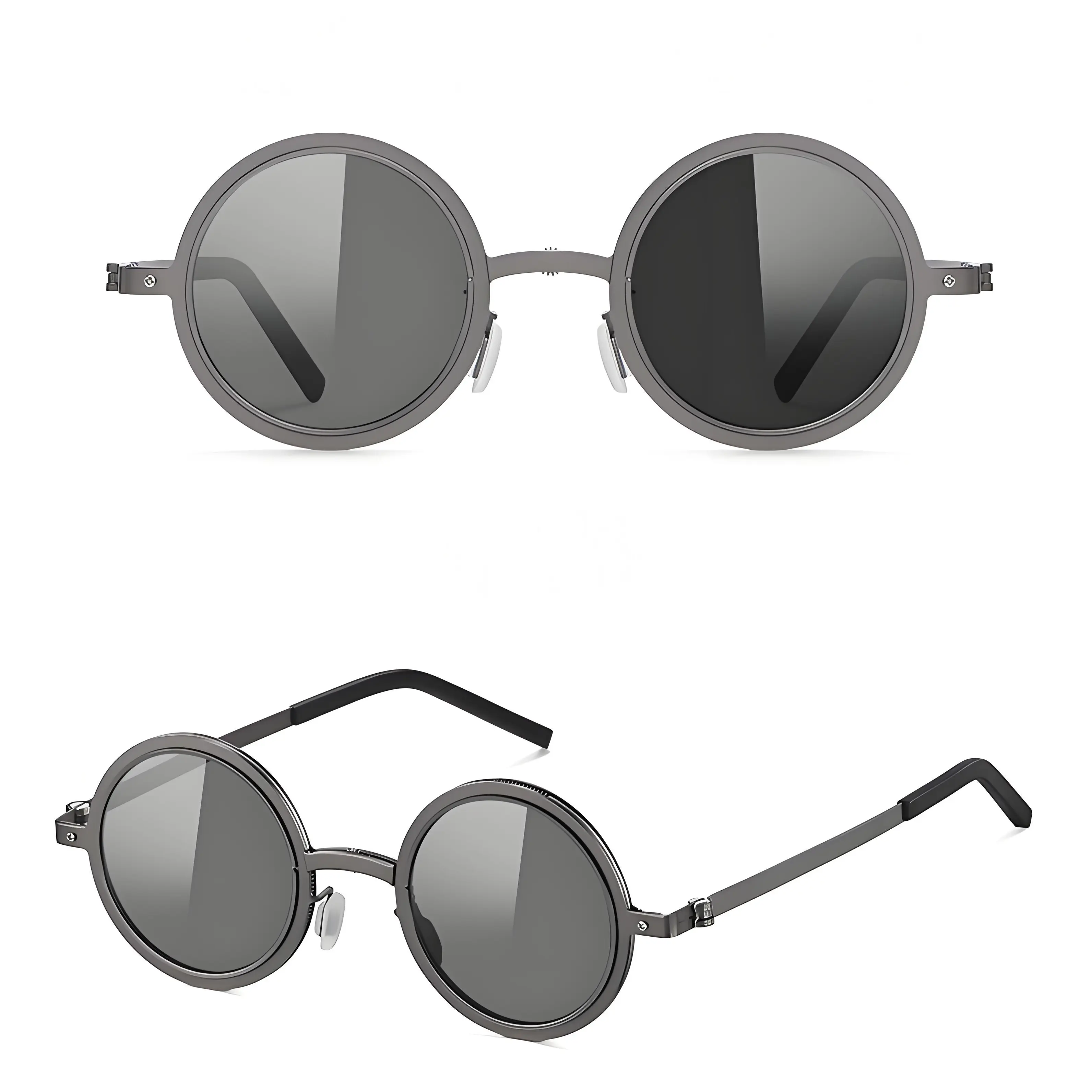 OUANGANC Adjustable Tint Polarized Round Sunglasses, Dual-Lens Synchronous Adjustment, with Polarizing Filter, ND-UV400 Protection, All-Season for Beach, Hiking, Fishing, Driving, Gojo Satoru Cosplay