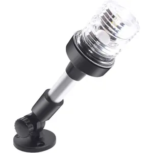 9 Inch Marine Fold-Down Stern Light, 360° All-Round White LED Anchor Light for Boats, 180° Adjustable IP66 Waterproof Pontoon & Deck Navigation Light
