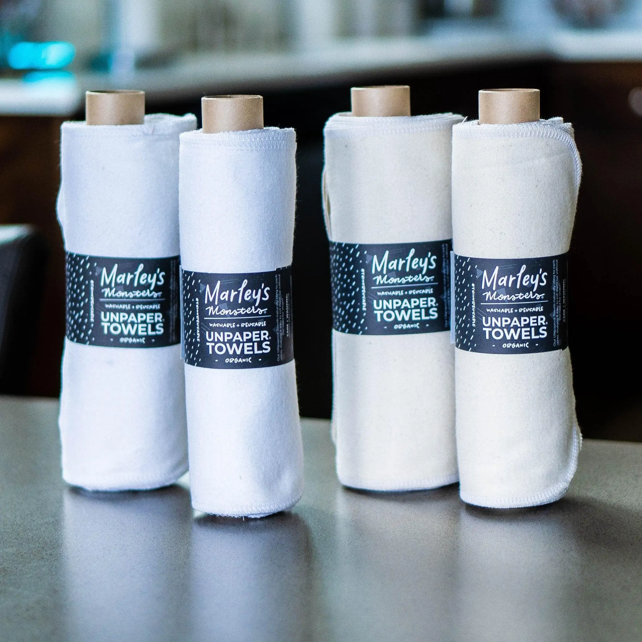 Marley's Monsters Organic UNpaper Towels: 12 or 24 Count Roll Pack - Reusable Cotton Flannel Paper Towel Wipes For Cleaning in the Kitchen or Wiping Surfaces