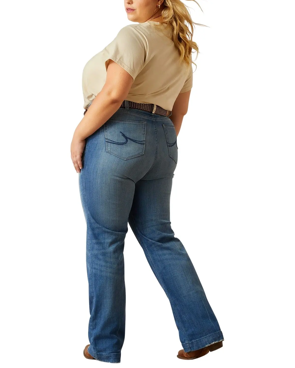 Ariat Women's Elaina Medium Wash High Rise Slim Trouser Stretch Denim Jeans Plus - 10061393-Plus