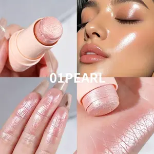 Jelly Glossy Highlighter Stick, multi-use highlighting cream for face, neck, body and hair, waterproof long-lasting brightening and contouring makeup, available in three shades, suitable for daily wear, parties, festivals and gifting