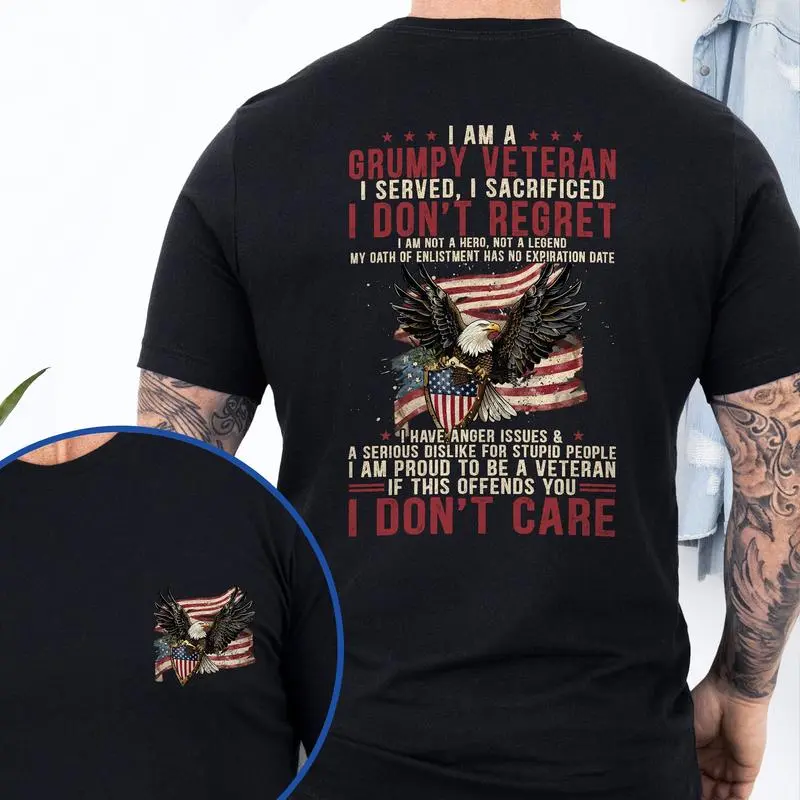 Patriotic American Veteran T-Shirt TPT1897TS - Men's Basic Letter Print Crew Neck Tee, Short Sleeve T-shirt, Summer Clothes, Birthday Gifts For Men Menswear Top