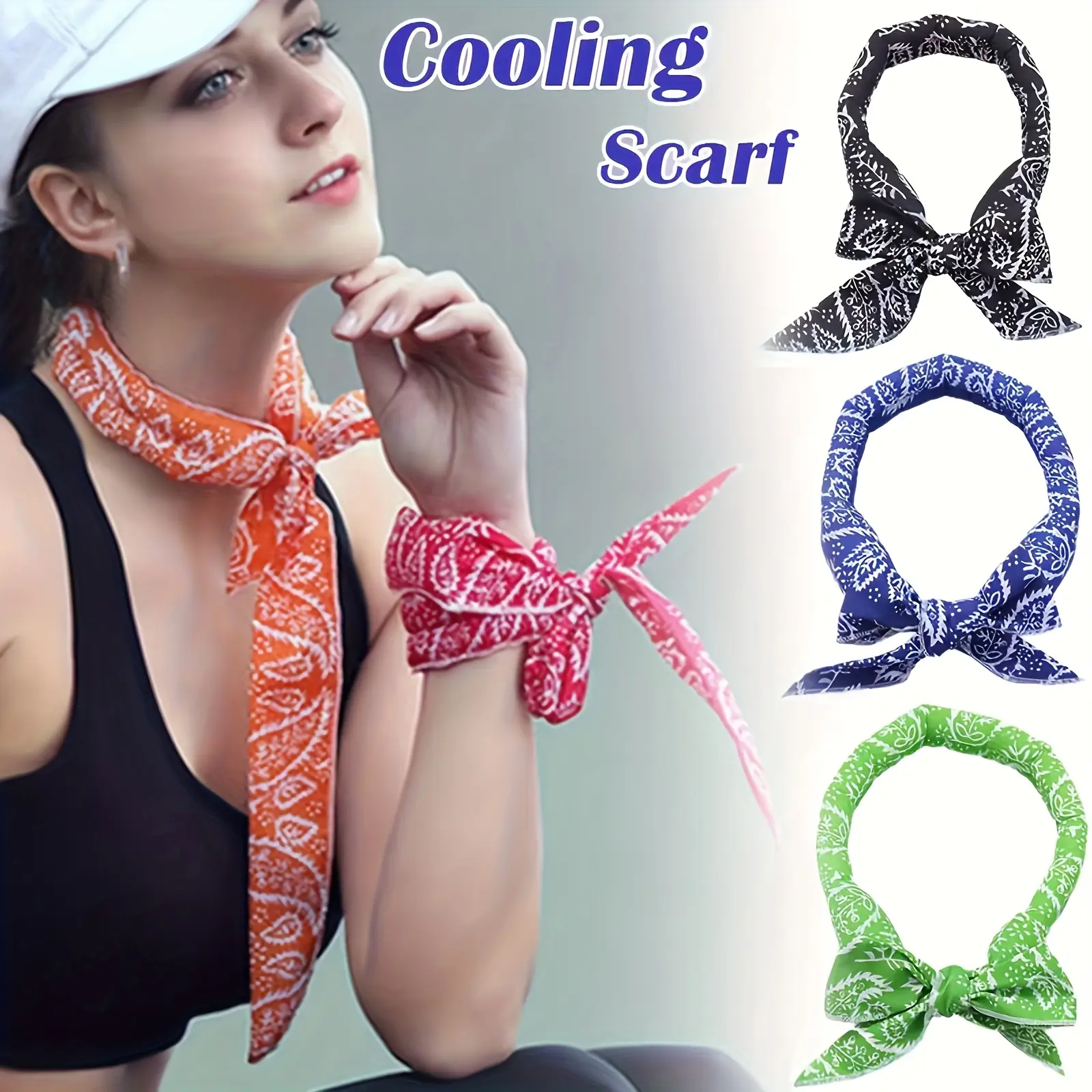 5 Pack Paisley Print Instant Chill Cooling Scarves - Reusable Neck Wraps & Scarf Print/Sweat Solution Sports Headbands for Outdoor Sports, Men & Women Summer Heat Relief Essentials