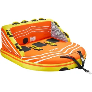 Father's Day Gift VEVOR Towable Tube for Boating, 1-4 Riders Inflatable Towable Tubes with Deck Seats and Backrest, 340/510/680 lbs Water Sport Tube,Full Nylon Cover, EVA Grab Handles and Speed Safety Valve