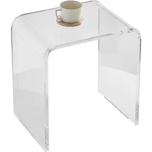 VEVOR Acrylic Side Table, U- Shaped Coffee Table, Clear Acrylic End Table with Waterfall Edges for Drink, Food, Snack Used in Living Room & Bedroom